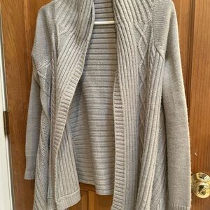 New York & Company Light Gray Cable Knit Cardigan